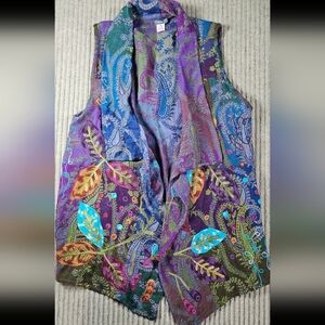 Anu Boho Colorful Patchwork Vest Hippie Vibe Xl 100% Wool Sleeveless